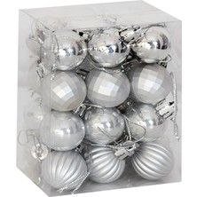 Kikajoy Gümüş Lüks Ağaç Süsleri 4cm 24LÜ