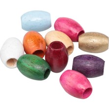 Simisso Ahşap Boncuk Renkli 16 mm 10 Adet