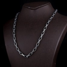 Takı925 925 Ayar Gümüş Oksitli Model Erkek Halat Zincir