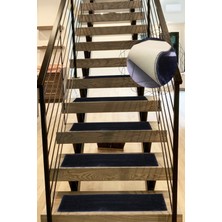 Bonny Home Comfort Siyah (1 Adet) Pufidik Peluş Merdiven Halısı Kaymaz Deri Tabanlı Basamak Paspası