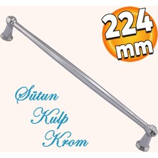 Badem10 Sütun Mobilya Mutfak Dolabı Çekmece Dolap Kapak Kulpu Düz Metal Kulp Kulbu Ayder Kulpu 224 mm Krom