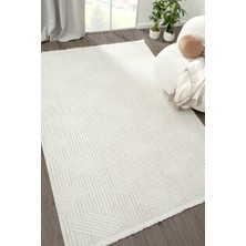 Eliz Home Beyaz Yumuşak Dokulu Halı Kilim Salon Mutfak Koridor Yolluk Dokuma Makine Halısı 001