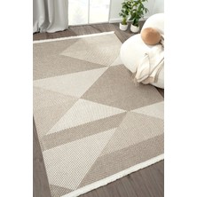 Eliz Home Krem Bej Vizon Yumuşak Dokulu Halı Kilim Salon Mutfak Koridor Yolluk Dokuma Makine Halısı 002