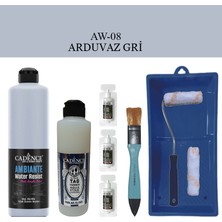 Cadence Fayans Tezgah B - Ambiente Islak Zemin Aw - 08 Arduvaz gr i 500 ml Katalizör 30 gr Taş Vernik 250  Saten Rulo Set