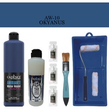 Cadence Fayans Tezgah B - Ambiente Islak Zemin Aw - 10 Okyanus 500 ml Katalizör 30 gr Taş Vernik 250  Saten Rulo Set