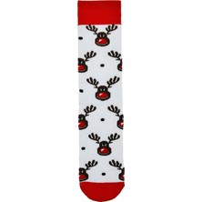 Carnaval Socks Beyaz Çoklu Geyik Desenli Havlu Çorap