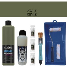 Cadence Fayans Tezgah B - Ambiente Islak Zemin Aw - 15 Ceviz 500 ml Katalizör 30 gr Taş Vernik Mat 250  Saten Rulo Set