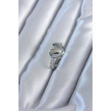 Callerrons Accessories  Gümüş Renk Pirinç Zirkon Taşlı Kalp Model Kadın Yüzük
