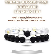 NehirTaş Sertifikalı   Kuvars Doğal Taş Bileklik Set ( Bedeni Zinde Tutar, Güç ve Canlılık Verir ) 8 mm