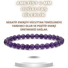 NehirTaş Sertifikalı   Ametist Doğal Taş Bileklik 6 mm