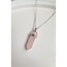 NehirTaş Sertifikalı   Pembe Kuvars Ametist Çivi Kesim Doğal Taş Kadın Doğal Taş Kolye