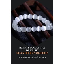 NehirTaş Sertifikalı   Selenit Doğal Taş Bileklik Set 8 mm ( Negatif Enerjiyi Temizleme Gücü )