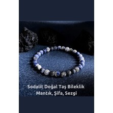 NehirTaş Sertifikalı   Sodalit Doğal Taş Bileklik 6 mm