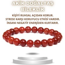 NehirTaş Sertifikalı   Akik Kırmızı Doğal Taş Bileklik 8 mm