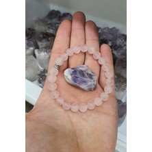 NehirTaş Sertifikalı   Pembe Kuvars Doğal Taş Bileklik 8 mm ( Ametist Taş )