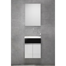 Alfa Banyo Miniço-SB-Ebeveyn 45 cm x 28 cm Ayna Dolaplı Lüx Lavabolu Banyo Dolabı