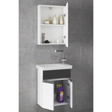 Alfa Banyo Miniço-SB-Ebeveyn 45 cm x 28 cm Ayna Dolaplı Lüx Lavabolu Banyo Dolabı