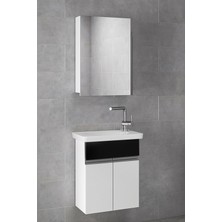 Alfa Banyo Miniço-SB-Ebeveyn 45 cm x 28 cm Ayna Dolaplı Lüx Lavabolu Banyo Dolabı