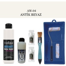 Cadence Fayans Tezgah B - Ambiente Islak Zemin Aw - 04 Antik Beyaz 250 ml Katalizör 20 gr Taş Vernik Mat 120  Saten Rulo Set