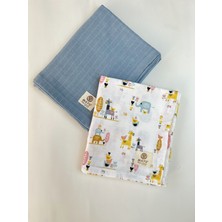 Mayu Baby Collection 2 Adet Tek Katlı Müslin Çok Amaçlı Örtü, Bebek Battaniyesi, 80X100 Ebadında