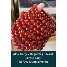 NehirTaş Sertifikalı   Akik Doğal Taş Bileklik ( Strese Karşı Koruyucu Etkisi Vardır ) 8 mm