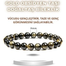 NehirTaş Sertifikalı   Gold Obsidyen Taş Bileklik