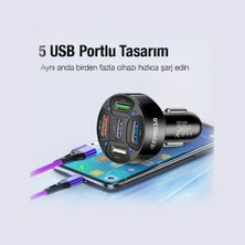 Zuidid Qc3.0 5 Port Çıkışlı Çoklu USB Araç Içi Çakmaklık Hızlı Şarj Başlığı