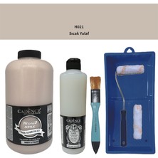 Cadence Mobilya Boyası -  Multisurface H - 003 Eskimiş Beyaz 2lt Ultimate Parlak Vernik 500 ml  Saten Rulo Set