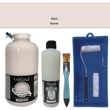 Cadence Mobilya Boyası -  Multisurface H - 014 Ararot 2lt Ultimate Parlak Vernik 500 ml  Saten Rulo Set