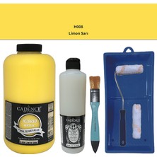 Cadence Mobilya Boyası -  Multisurface H - 008 Limon Sarı 2lt Ultimate Parlak Vernik 500 ml  Saten Rulo Set