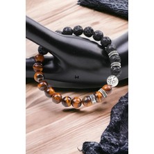 NBS Beautiful Naturel Stones Unisex Doğal Taş Bileklik ( Kaplan , Lav , Hayat Ağacı Tasarım )8 mm