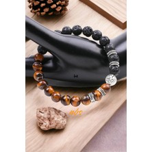 NBS Beautiful Naturel Stones Unisex Doğal Taş Bileklik ( Kaplan , Lav , Hayat Ağacı Tasarım )8 mm