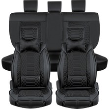 AG Store Chevrolet Kalos Uyumlu Yarı Deri Oto Koltuk Kılıfı Ön-Arka Set Venüs Seri Siyah