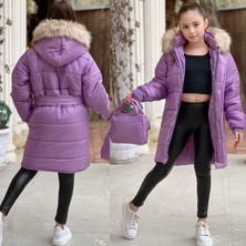 Uzun Butik Kids Su Geçirmez Kız Çocuk Şişme Mont ve Çanta