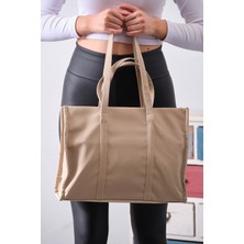 Valu Accessorize Kadın Krem Paraşüt Kumaş Büyük Boy El ve Omuz Çantası