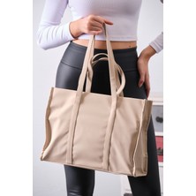 Valu Accessorize Kadın Krem Paraşüt Kumaş Büyük Boy El ve Omuz Çantası