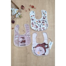 Sitilin Çift Katlı  Çıtçıtlı Bebek Mama ve Salya Önlük 3 Adet STL6427