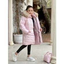 Uzun Butik Kids Su Geçirmez Kız Çocuk Şişme Mont ve Çanta