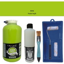 Cadence Mobilya Boyası -  Multisurface H - 046 Fıstık Yeşil 2lt Ultimate Parlak Vernik 500 ml  Saten Rulo Set