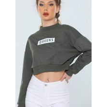 Çtn Yarım Balıkçi Baskılı Crop Sweatshirt