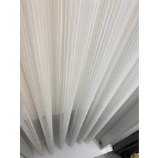 Aleyna Home Taç Floş Çizgili Tül Perde Kullanıma Hazır Normal Pile