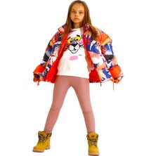 Little Tortoise Renkli Desenli Kız Çocuk Mont