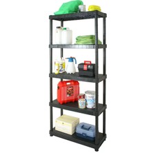 Evinizin Atölyesi 5 Katlı Plastik Raf, Kiler Rafı, 188X90X40 cm Siyah