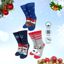 Kbs 3 Çift Unisex Yılbaşı Christmas Temalı Kışlık Havlu Soket Yeni Yıl Çorapları 37-40