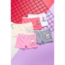 Bsm Kız Çocuk Pamuklu Boxer 5 li Paket Karışık Renk Yumuşak Dokulu 33885