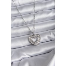 Clariss 316L Çelik Zincir Gümüş Renk Baget Zirkon Taşlı Kadın Kolye