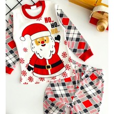 Derin Bebe Neşeli Bebekler Yılbaşı Temalı Ekose Baskılı Desen Penye Pijama Takımı