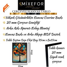 mixefor Çerçeveli Modern Ağaç Tablo -Kanvas Baskı Tablo - Tablo Dıştan Dışa Ölçü 55CMX75CM