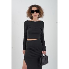 Zelish My Sister Siyah Sırt Detay Bluz