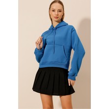 Hakke Üç Iplik Kanguru Cepli Kısa Sweat